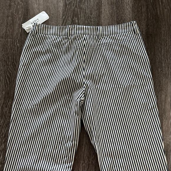 NWT Akris Punto Faye Boot-Cut Striped Denim Pants Size 6 Navy‎ & Cream Nautical - Picture 9 of 16